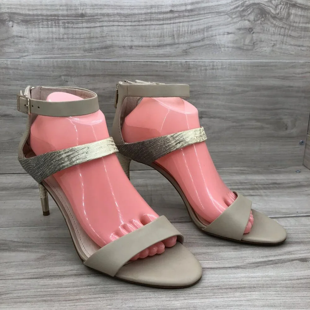 Louise et Cie Heel Sandals Women's 10 M Leather Ankle Strap Open Toe Buckle and